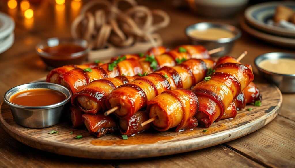 Bacon-Wrapped Smokies appetizer