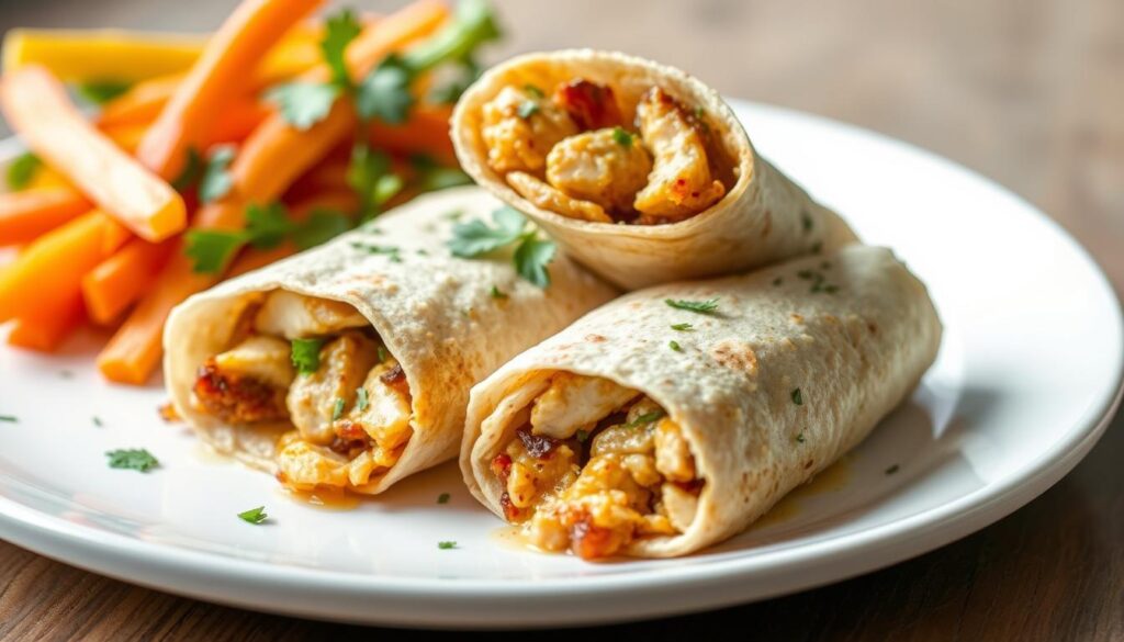 Cheesy Garlic Chicken Wraps on a plate