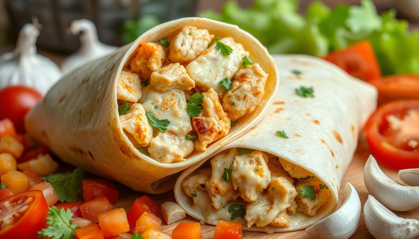 Cheesy Garlic Chicken Wraps