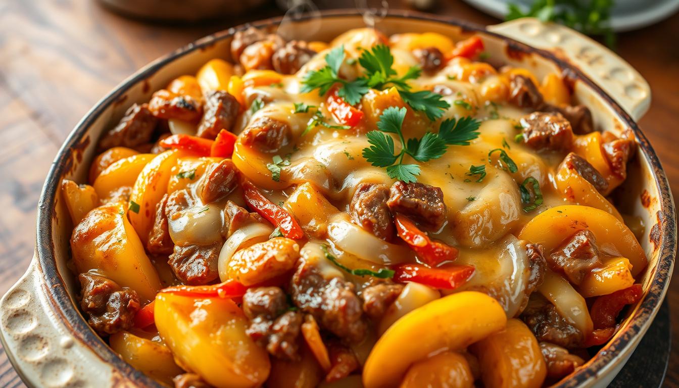 Crockpot Cheesesteak Potato Casserole