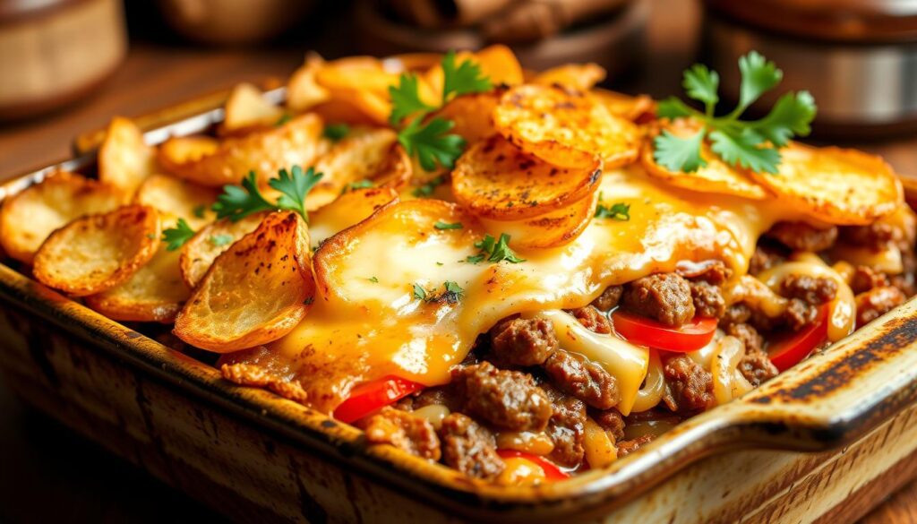 Oven-baked Cheesesteak Potato Casserole