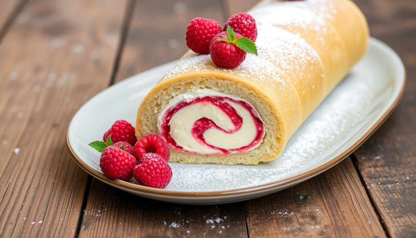 Raspberry White Chocolate Cake Roll