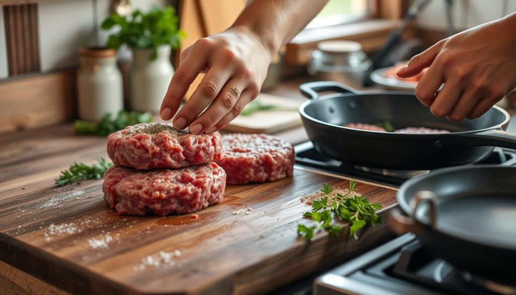 burger patty preparation