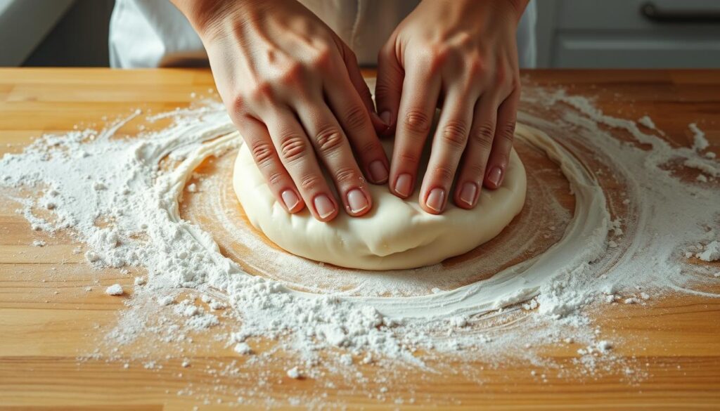 elastic dough being kneaded