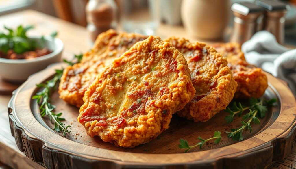 golden-brown fried pork chops