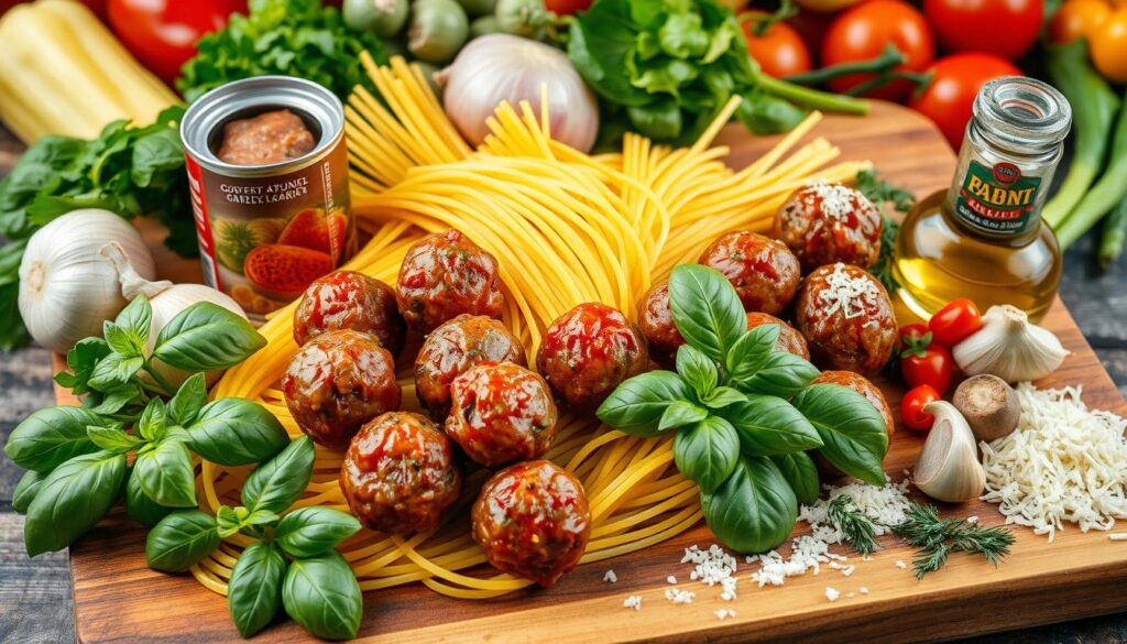 ingredients for pressure cooker spaghetti and meatballs