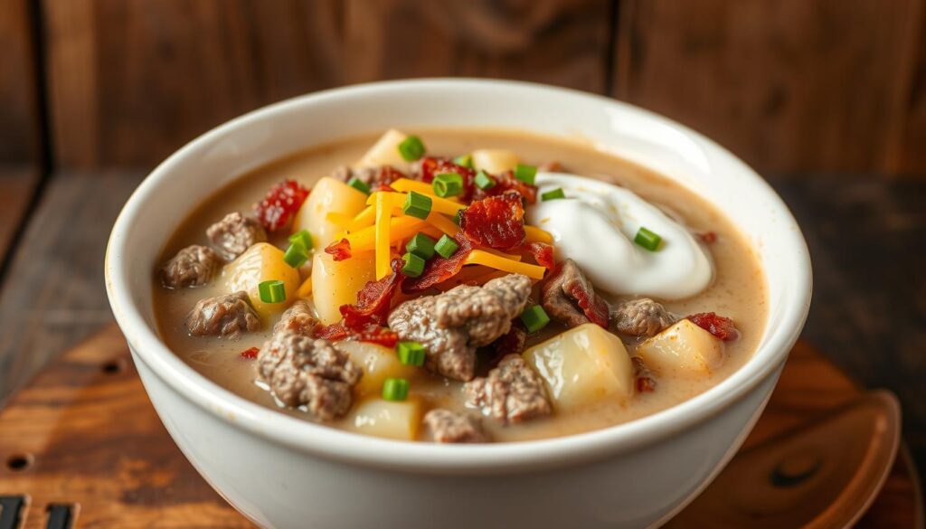 loaded steak and potato soup