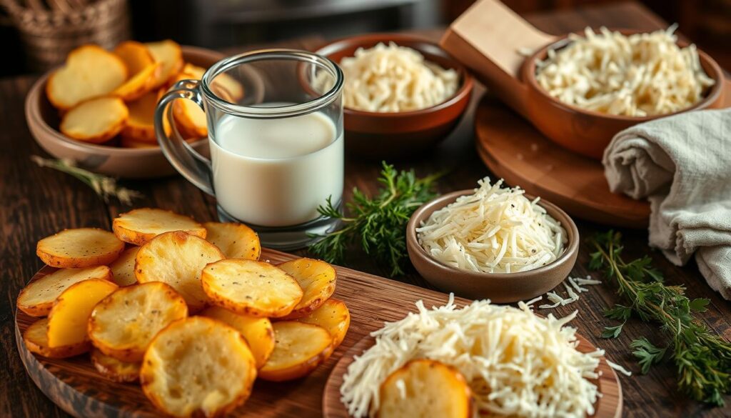 potatoes, heavy cream, and cheese