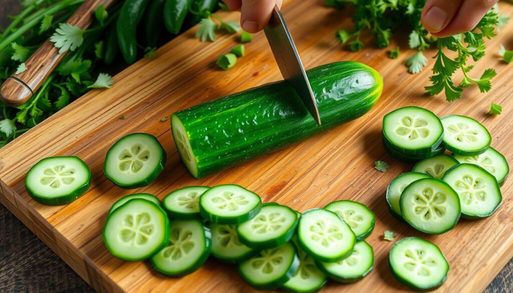 slicing cucumber for salad