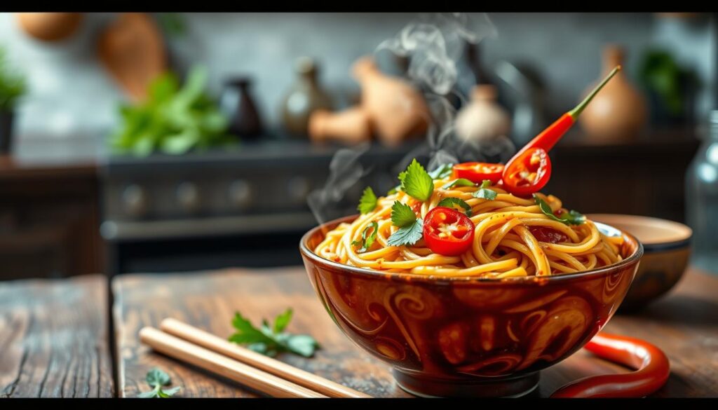 spicy garlic chilli noodles